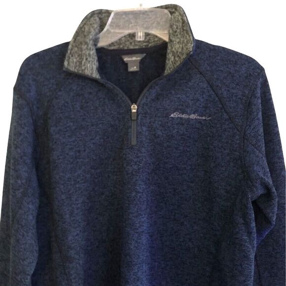 Eddie Bauer Quarter Zip Sweater Womens Size M Navy Heathered Pullover Outdoor - Picture 1 of 11